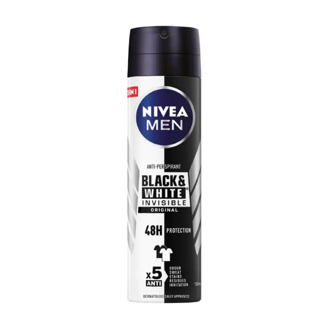Nivea Men Black and White Invisible Aerosol 150ml, Assorted