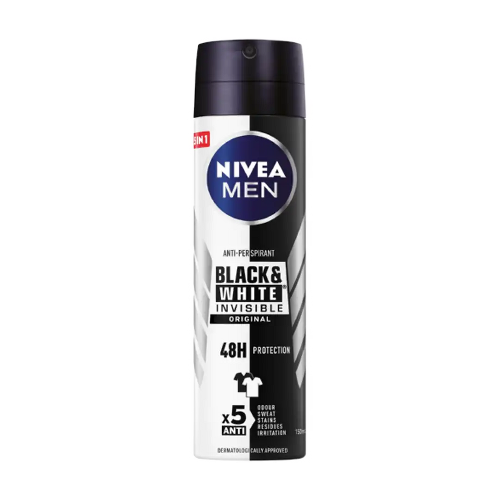 Nivea Men Black and White Invisible Aerosol 150ml, Assorted