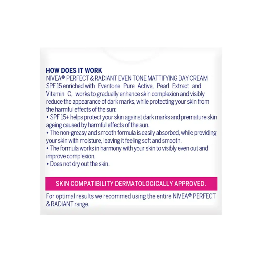 Nivea Perfect & Radiant Facial Day Cream SPF15, 50ml