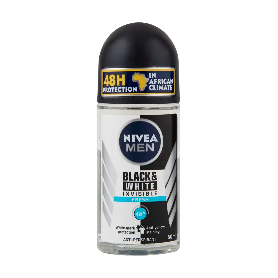 Nivea Men Anti-Perspirant Roll On Invisible for Black and White Assorted, 50ml