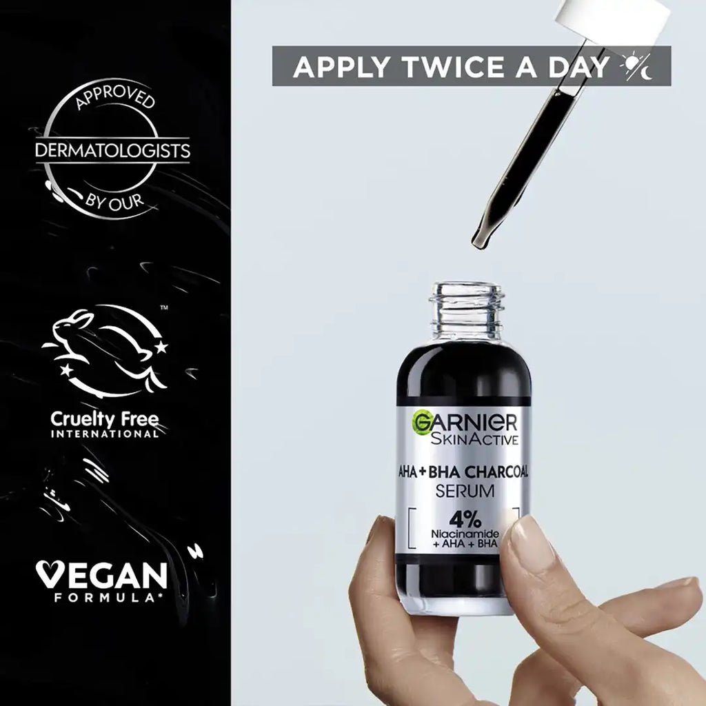 Garnier Pure Active Aha Bha Charcoal Serum, 30ml