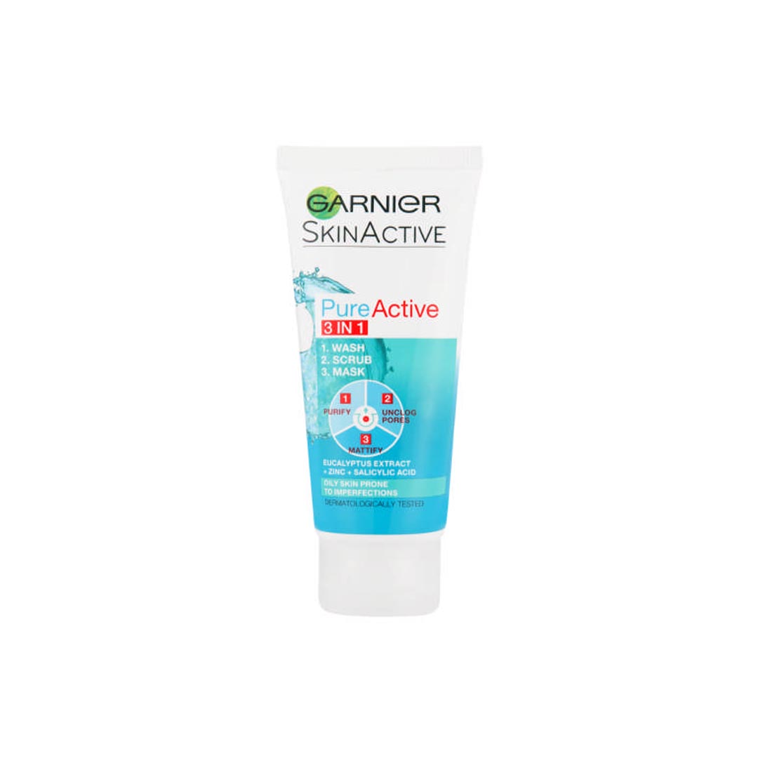 Garnier Pure Active 3-In-1 Face Cleanser, 50ml